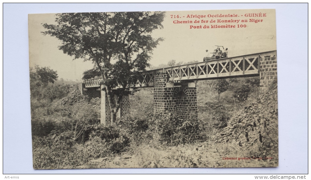 GUINEE Afrique CHEMIN DE FER De KONAKY Au NIGER Pont Du Kilometre 100 CPA Animee Postcard - Guinea