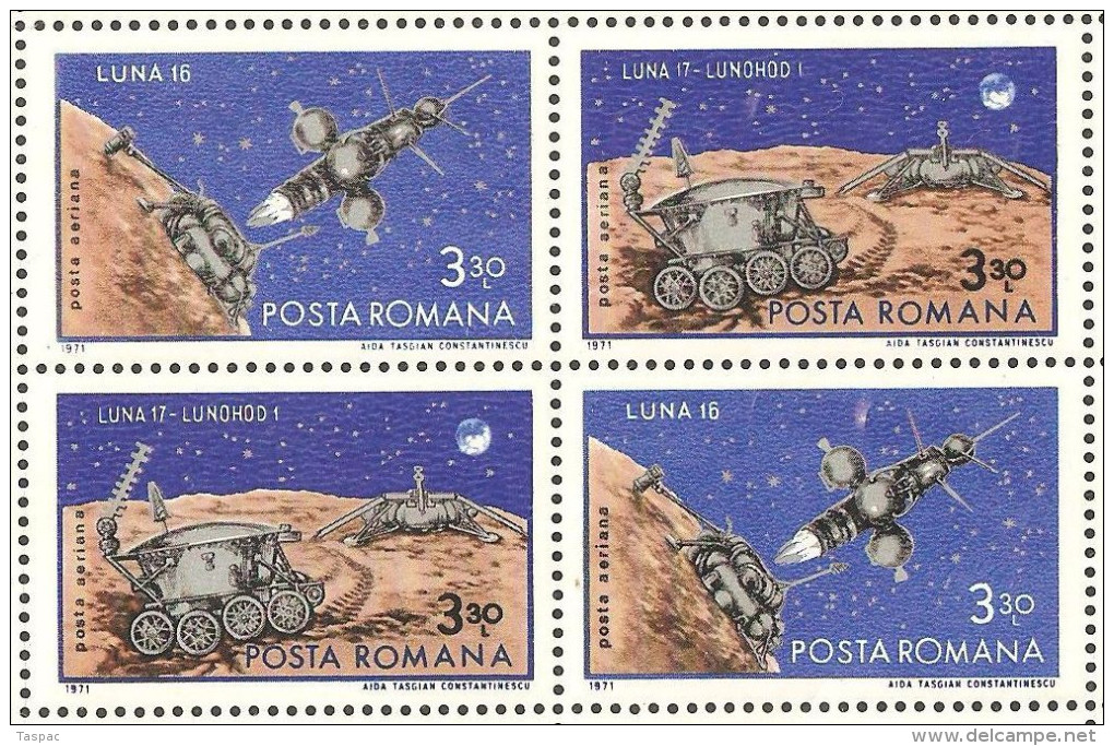 Romania 1971 Mi# 2914-2915 ** MNH - X 2 - Luna 16, Luna 17and Lunokhod 1 / Space - Europe