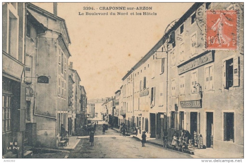 CPA 43 CRAPONNE SUR ARZON Carte Rare, Le Boulevard Du Nord Et Les Hôtels, Animée - Craponne Sur Arzon