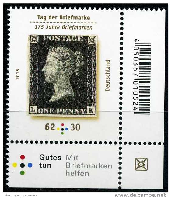 BRD - Michel  3173 Eckrand Rechts Unten - ** Postfrisch (G) - 62+30C Tag Der Briefmarke 15 - Ungebraucht