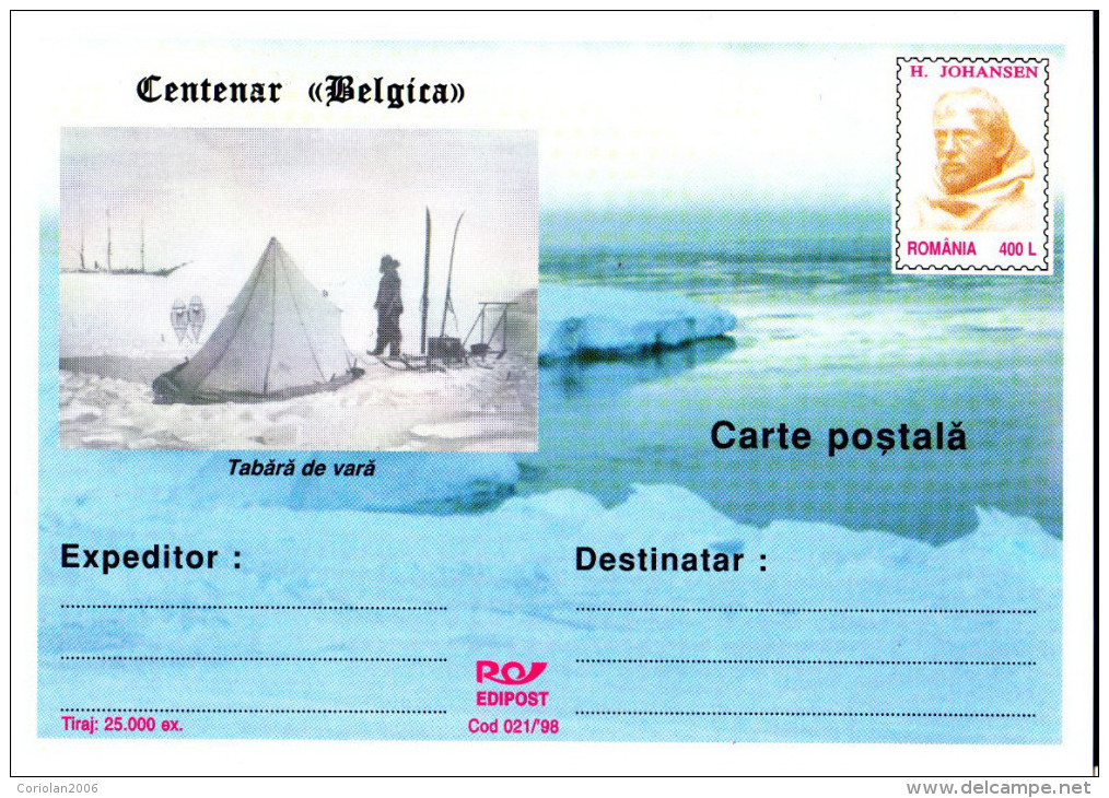 Romania / Postal Stationery / 100 Years BELGICA - H. Johansen - Research Programs