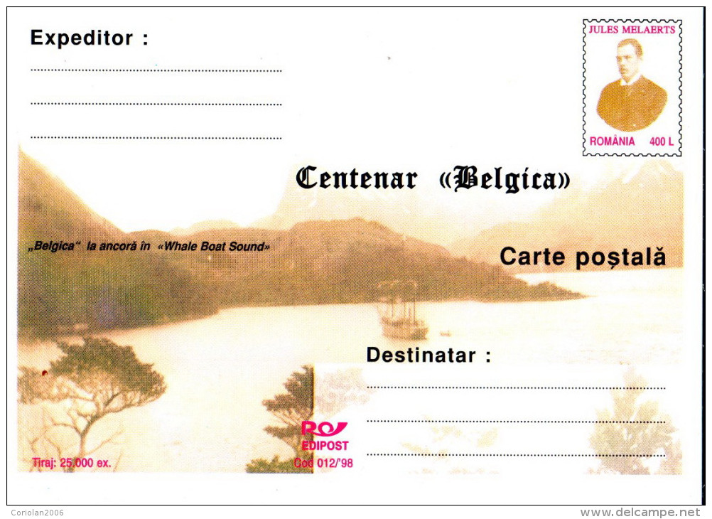 Romania / Postal Stationery / 100 Years BELGICA - Jules Melaerts - Forschungsprogramme