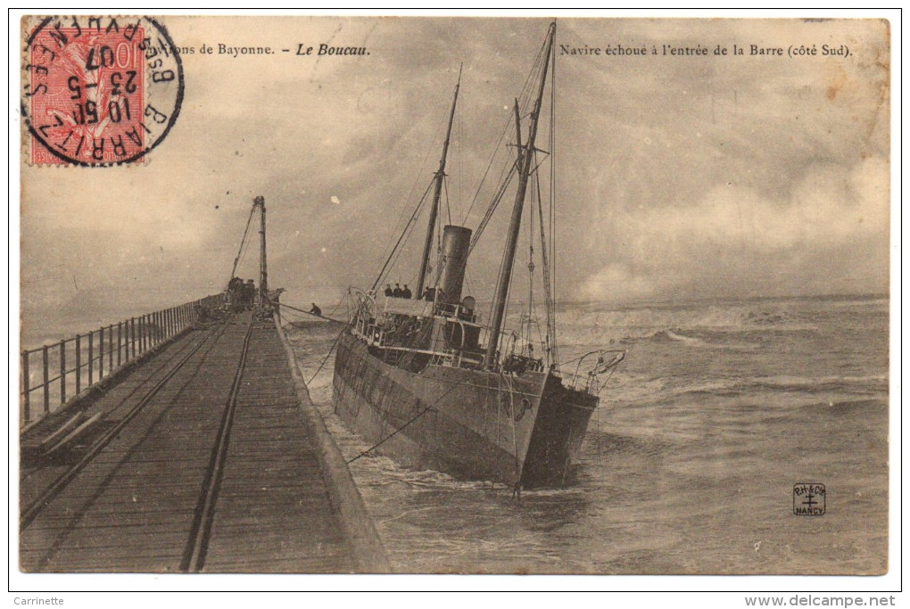BAYONNE BOUCAU - 64 - Pays Basque - Catastrophe - Navire échoué à La Barre - Boucau