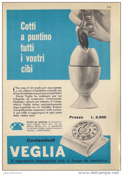 # VEGLIA BORLETTI MILANO OROLOGI HORLOGERIE 1950s  Italy Advert Publicitè Reklame Montre Uhr Reloj Watch Alarme Clock - Montres Publicitaires