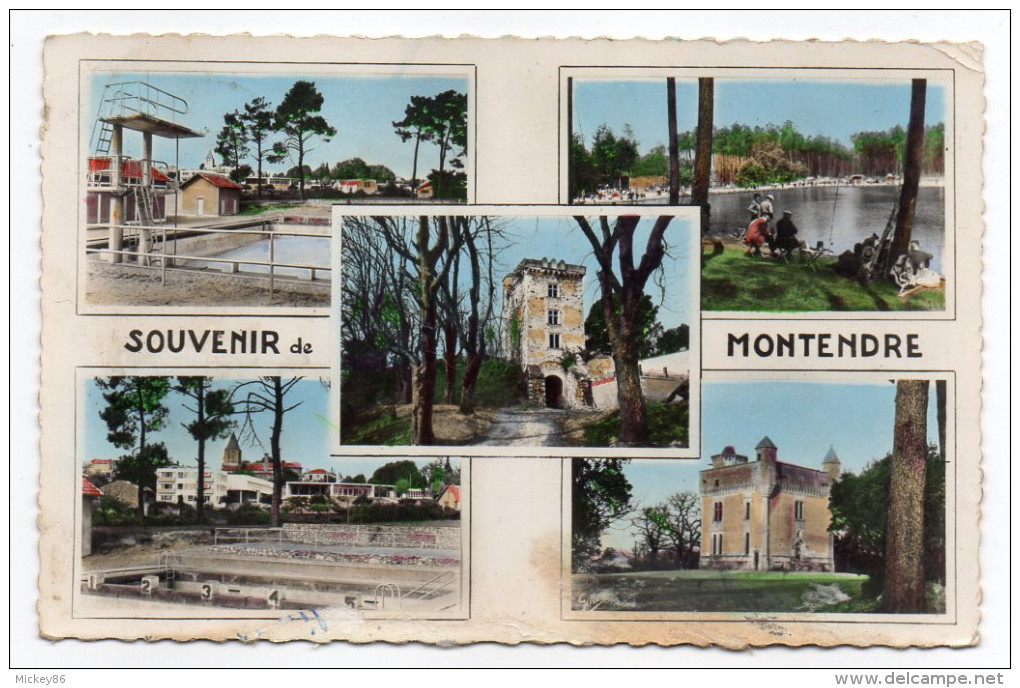 MONTENDRE-Multivues-Souvenir De Montendre (piscine,le Lac,écoles,chateau Croix Gente) Cpsm 14 X 9 N° 12160  éd  Gilbert - Montendre