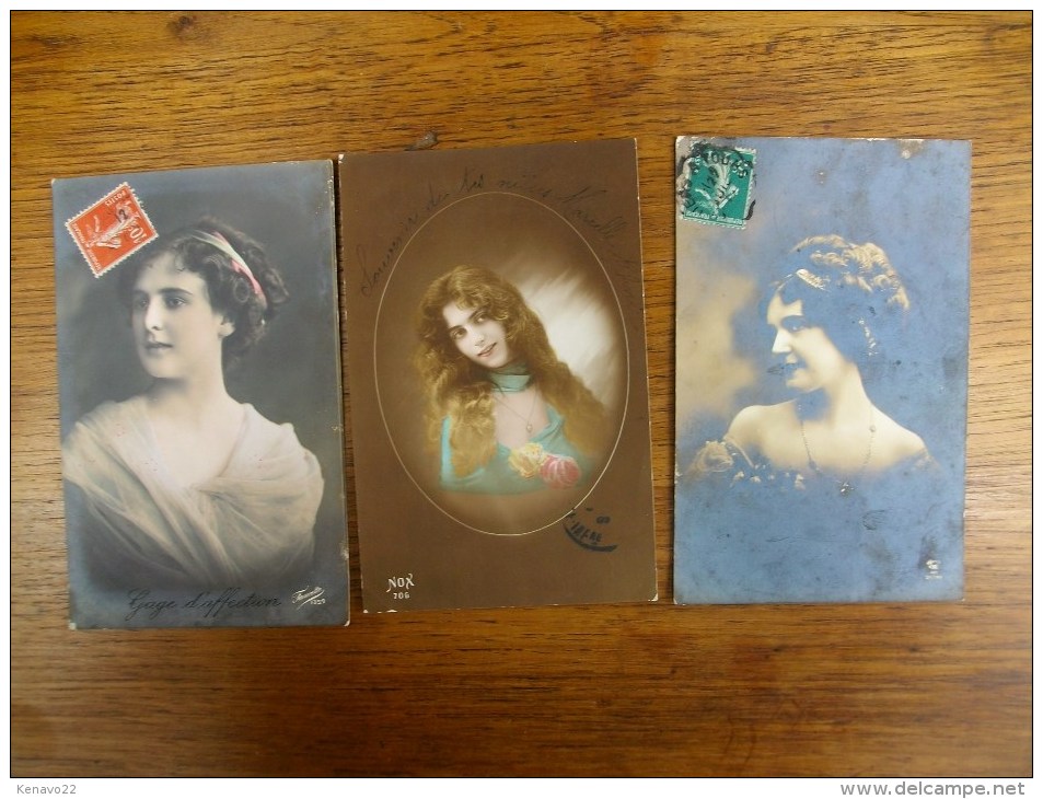 3 Anciennes Cartes Sihouettes De Femmes - Silhouettes