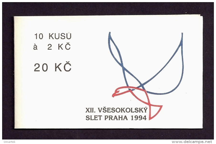 Czech Republic 1994 MNH ** Mi 47 Sc 2926 The 12th Sokol Congres In Prague. Plate Flaw, Booklet. Tschechische Republik - Nuovi