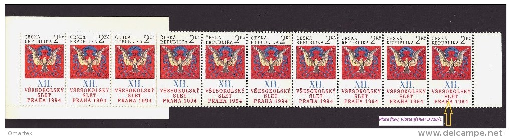 Czech Republic 1994 MNH ** Mi 47 Sc 2926 The 12th Sokol Congres In Prague. Plate Flaw, Booklet. Tschechische Republik - Neufs