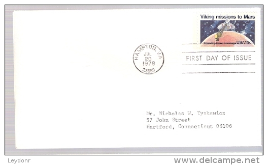 FDC Viking Missions To Mars 1978 - 1971-1980