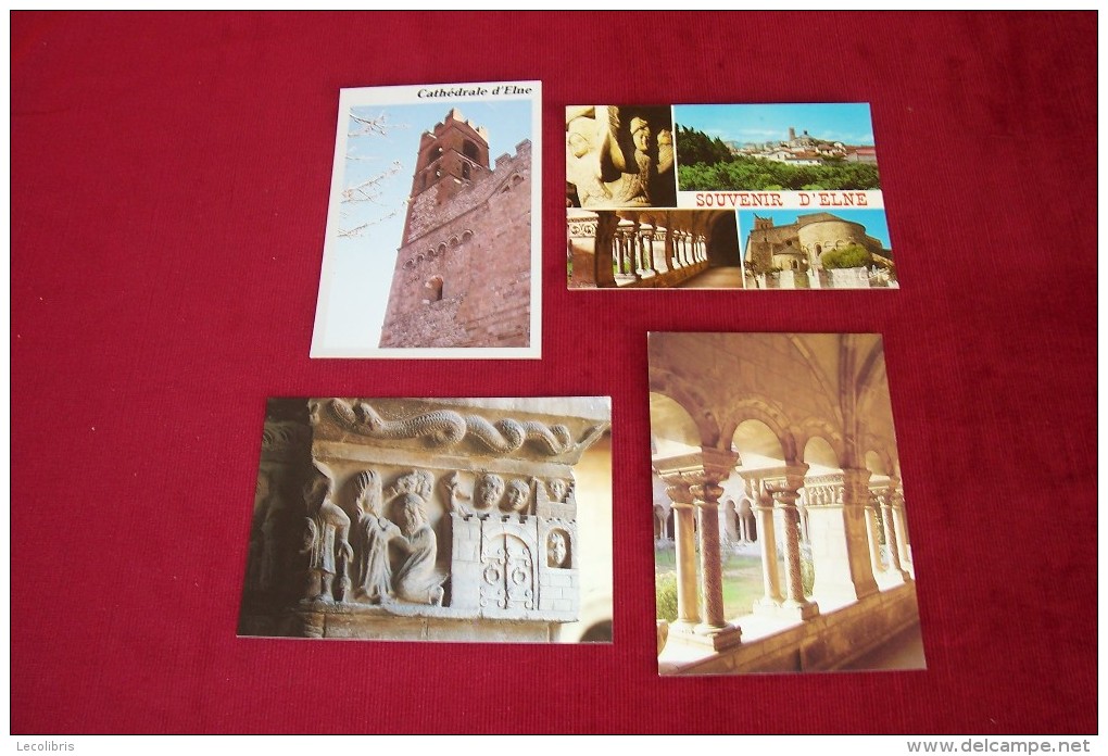 LOT  4 CARTES DE  POSTALES   °   ELNE  66 - Elne