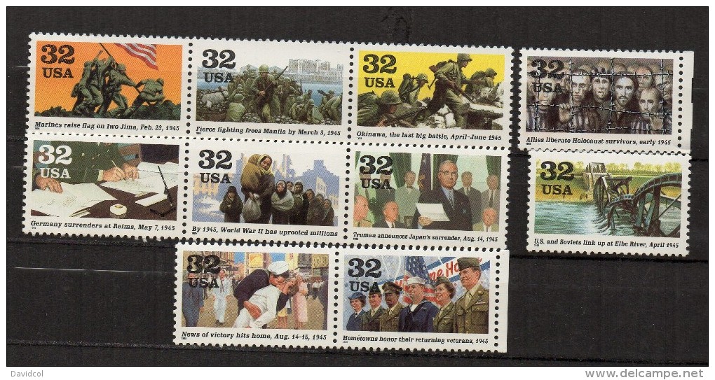 N111- USA  1995 - SC#: 2981 A-j . MNH. WORLD WAR II  - CAT  VALUE $ 15.00 / &euro;  11.36 - Nuovi