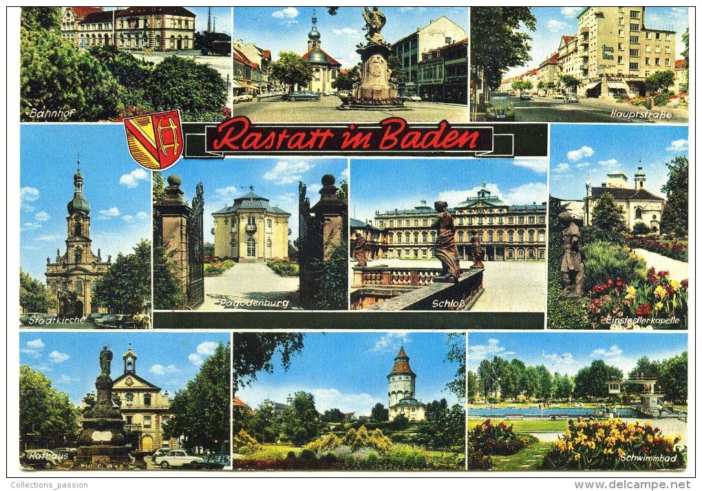 Cp , Allemagne , RASTATT IN BADEN , Multi-vues , Voyagée , Ed : Schneider - Rastatt