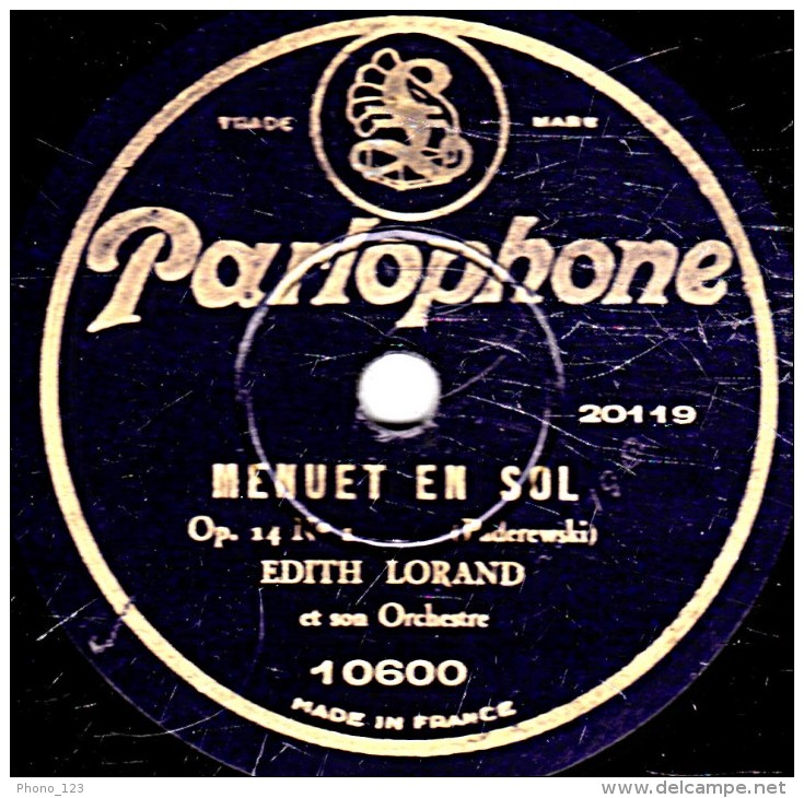 78 Trs - 30 Cm - état B -  EDITH LORAND -  REVES D'AMOUR - MENUET EN SOL - 78 T - Disques Pour Gramophone