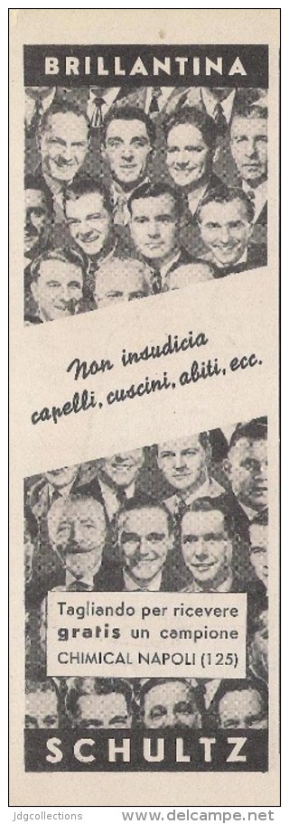 # BRILLANTINA SCHULTZ Italy 1950s Advert Pubblicità Publicitè Reklame Hair Fixer Fixateur Cheveux Fijador Haar Napoli - Ohne Zuordnung