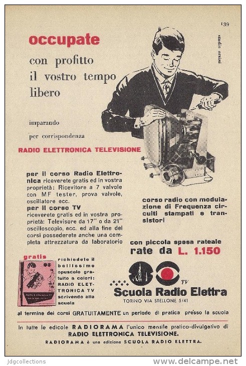 # SCUOLA RADIO ELETTRA TORINO Italy 1950s Advert Pubblicità Publicitè Reklame Publicidad Radio TV Televisione - Literatuur & Schema's