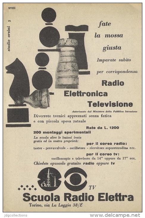 # SCUOLA RADIO ELETTRA TORINO Italy 1950s Advert Pubblicità Publicitè Reklame Publicidad Radio TV Televisione - Literature & Schemes