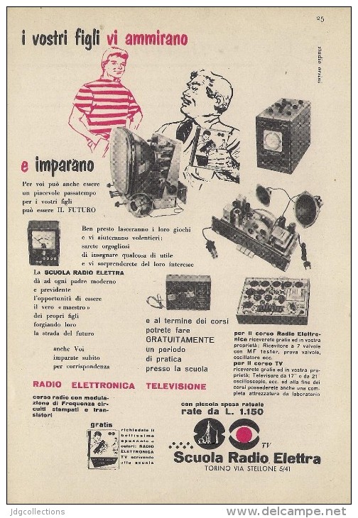 # SCUOLA RADIO ELETTRA TORINO Italy 1950s Advert Pubblicità Publicitè Reklame Publicidad Radio TV Televisione - Libros Y Esbozos