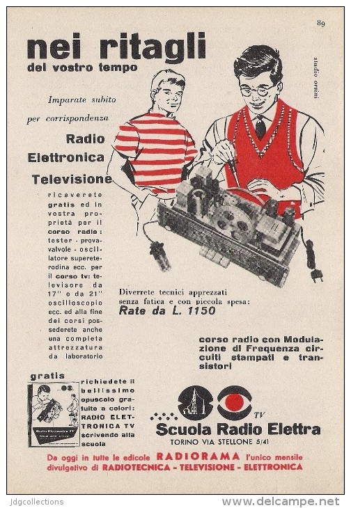 # SCUOLA RADIO ELETTRA TORINO Italy 1950s Advert Pubblicità Publicitè Reklame Publicidad Radio TV Televisione - Literatur & Schaltpläne