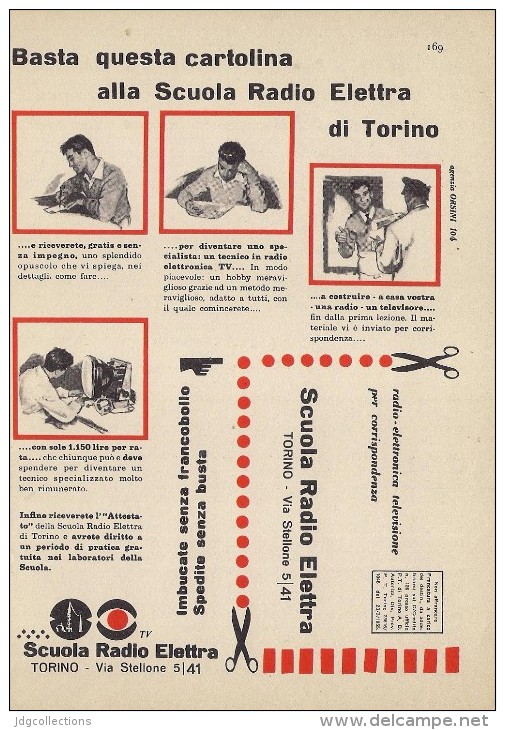 # SCUOLA RADIO ELETTRA TORINO Italy 1950s Advert Pubblicità Publicitè Reklame Publicidad Radio TV Televisione - Literature & Schemes