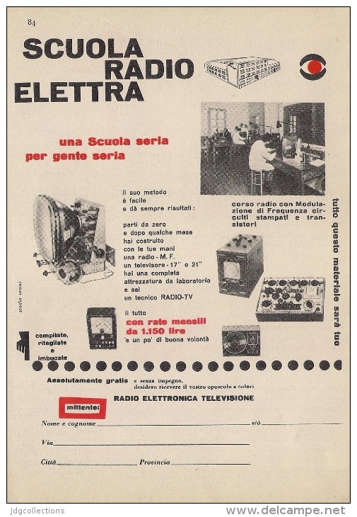 # SCUOLA RADIO ELETTRA TORINO Italy 1950s Advert Pubblicità Publicitè Reklame Publicidad Radio TV Televisione - Libros Y Esbozos