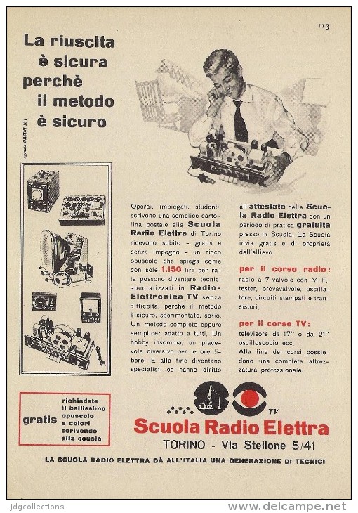 # SCUOLA RADIO ELETTRA TORINO Italy 1950s Advert Pubblicità Publicitè Reklame Publicidad Radio TV Televisione - Libri & Schemi