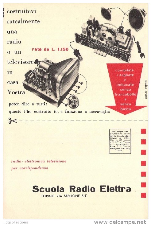 # SCUOLA RADIO ELETTRA TORINO Italy 1950s Advert Pubblicità Publicitè Reklame Publicidad Radio TV Televisione - Literatuur & Schema's