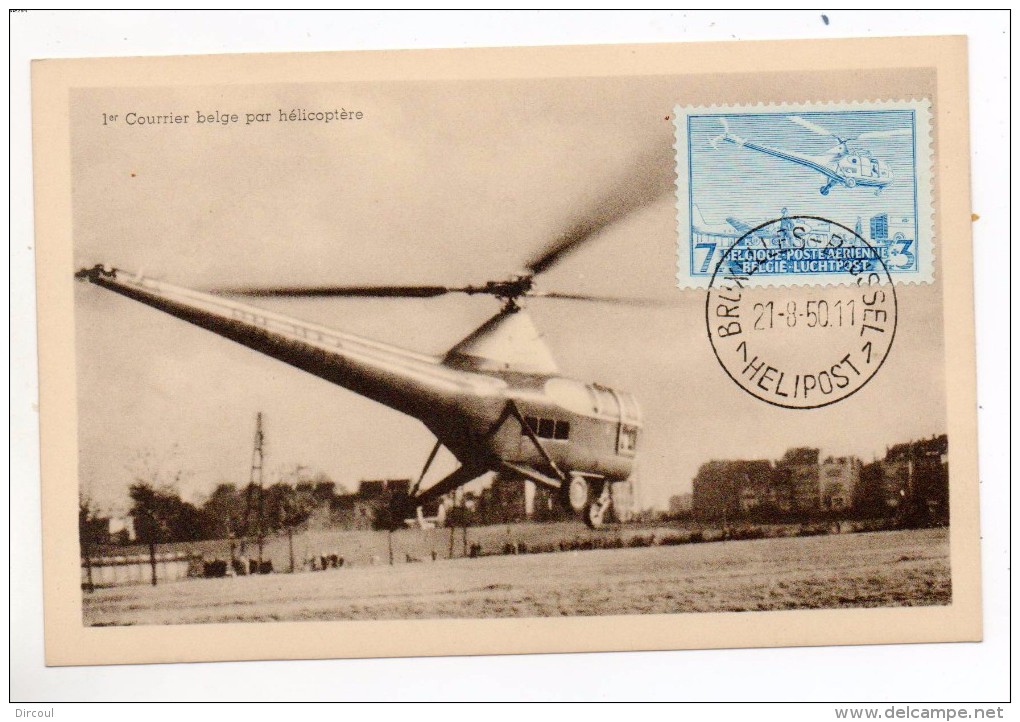 31623 -   PA  25  S/carte  Vue - 1er  Courrier  Belge Par  Hélicoptère Bruxelles  21.08.50 - Helicópteros