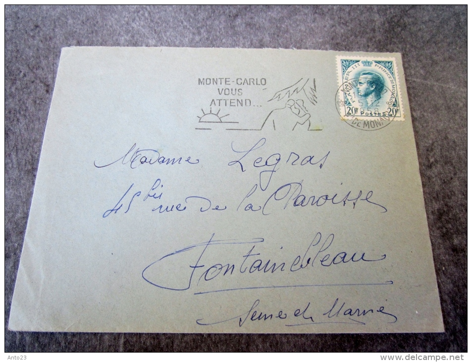 Lettre Monaco Prince Rainier Monte-Carlo Monte-Carlo Flamme 20 Fr. - Cartas & Documentos