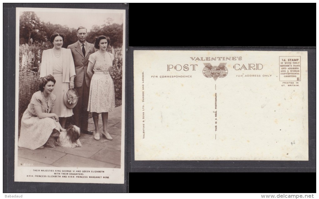 Great Britain,  King  George VI, Queen Elizabeth, Princesses Elizabeth + Margaret Rose; Valentines (pub), - Case Reali