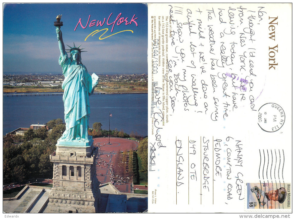 Statue Of Liberty, New York City NYC, New York, United States US Postcard Posted 2000 Stamp - Statue Of Liberty