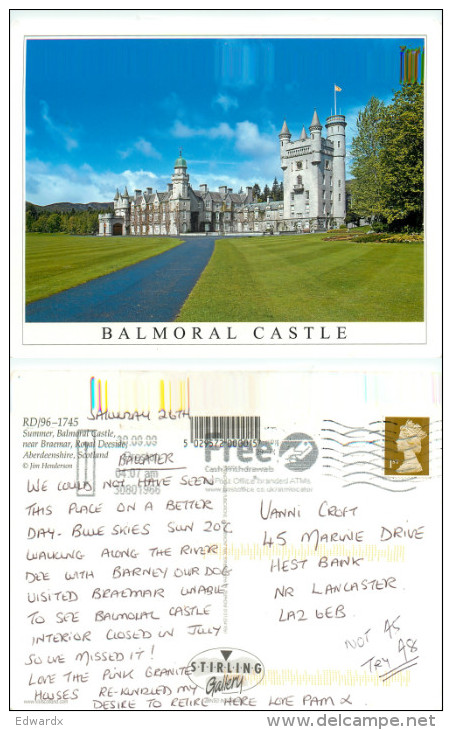 Balmoral Castle, Aberdeenshire, Scotland Postcard Posted 2009 Stamp - Aberdeenshire