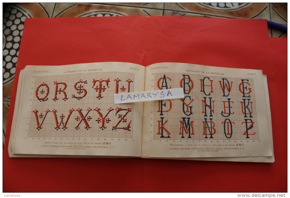 #VINTAGE LOISIRS CREATIFS ALPHABET DE BRODEUSE LETTRES CHIFFRES MONOGRAMMES ORNEMENTS à POINTS COMPTES CALQUES DORNACH