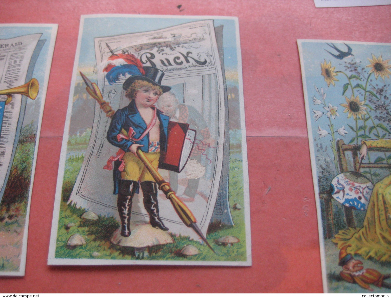 C1880 Newspapers 8 Hand Press Litho Cards : Set Of 6 VG PUCK  PUNCH NY Herald Times Uncle Sam USA Daily Telegraph - 1850-1899