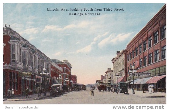 Lincoln Avenue Looking South From Third Street Hastings Nebraska 1927 - Hastings