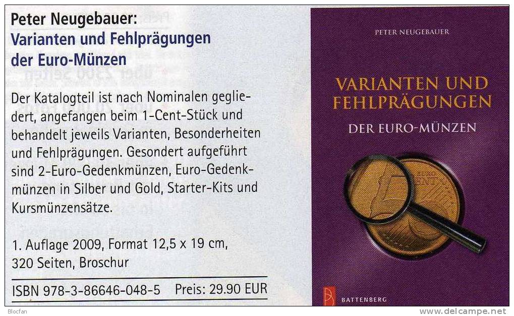 Euro-Münzen Varianten Fehlprägungen Katalog 2009 Neu 30€ Abarten Verprägungen Kurs-/Gedenkmünzen Deutschland Euro-Länder - Livres & Logiciels