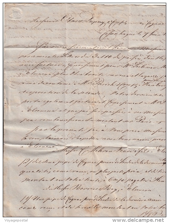 Lettre Copenhague, Danemark Par Hambourg Pour La France 1842 - ...-1851 Préphilatélie