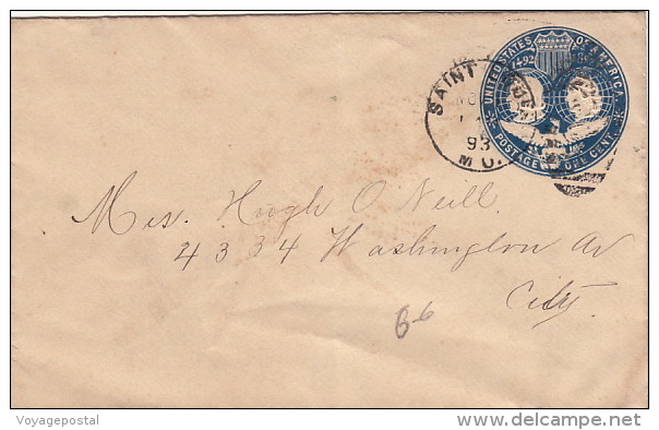 Lettre Saint Louis, Postage One Cent 1893 - ...-1900