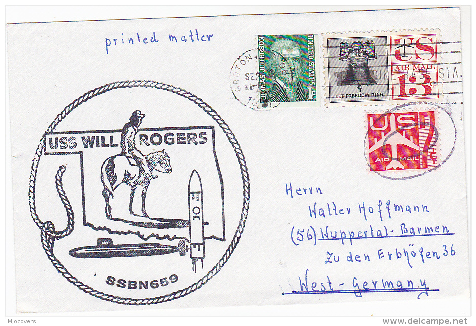 USS Will Rodgers SSBN 659 NUCLEAR SUBMARINE COVER US NAVY  Ilus COWBOY HORSE Usa Stamps Atomic Energy Horses - Atomo