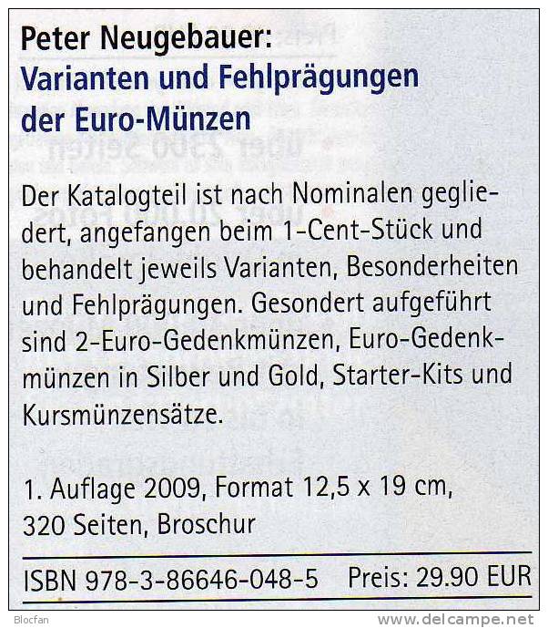 Abarten Euromünzen Varianten Fehlprägungen Katalog 2009 new 30€ Verprägungen Kurs-/Gedenk-Münzen Deutschland Euro-Länder