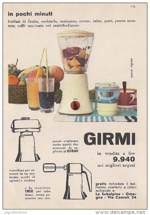 Posters - # GIRMI FRULLATORE ROBOT CUCINA 1960s Advert Pubblicità Publicitè  Reklame Roboter-Kucke Household Casa Menage Haushalt