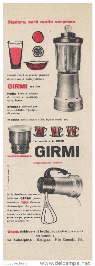 # GIRMI FRULLATORE ROBOT CUCINA 1950s Advert Pubblicità Publicitè Reklame Roboter-Kucke Household Casa Menage Haushalt - Manifesti