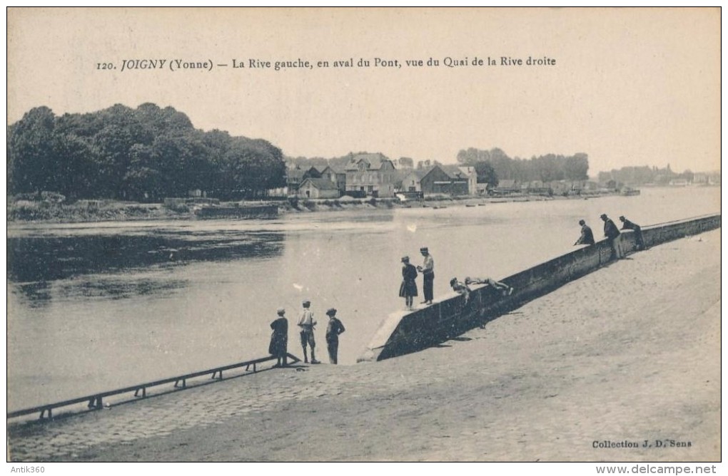 CPA 89 JOIGNY La Rive Gauche En Aval Du Pont Vue Du Quai De La Rive Droite, Animée - Joigny