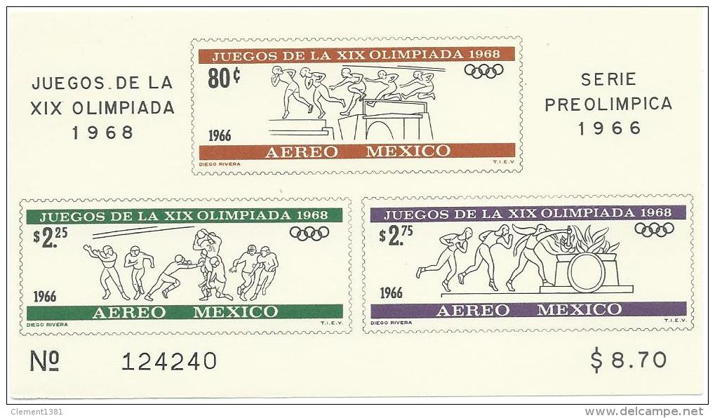 Serie Preolimpica 1966 Mexico Olympic Games Jeux Olympiques Sheet  MNH ** - Summer 1968: Mexico City