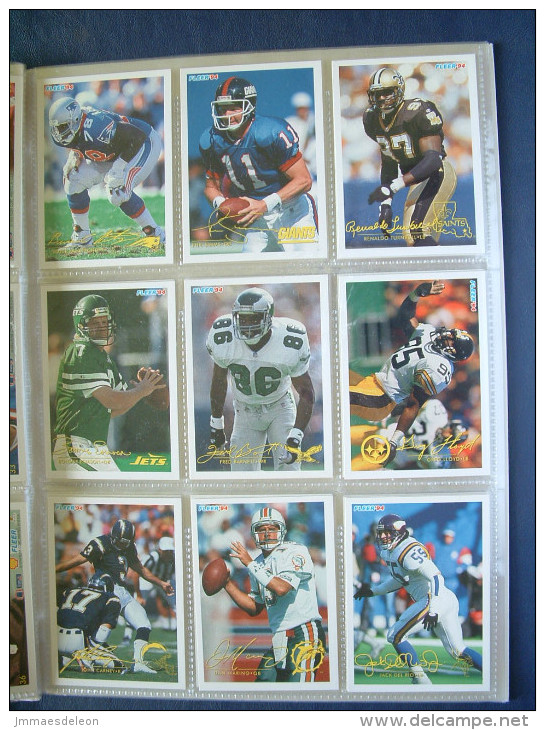 NFL American Football players cards FLEER - 85 cards in album (seems not complete)