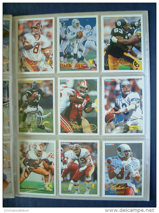 NFL American Football players cards FLEER - 85 cards in album (seems not complete)