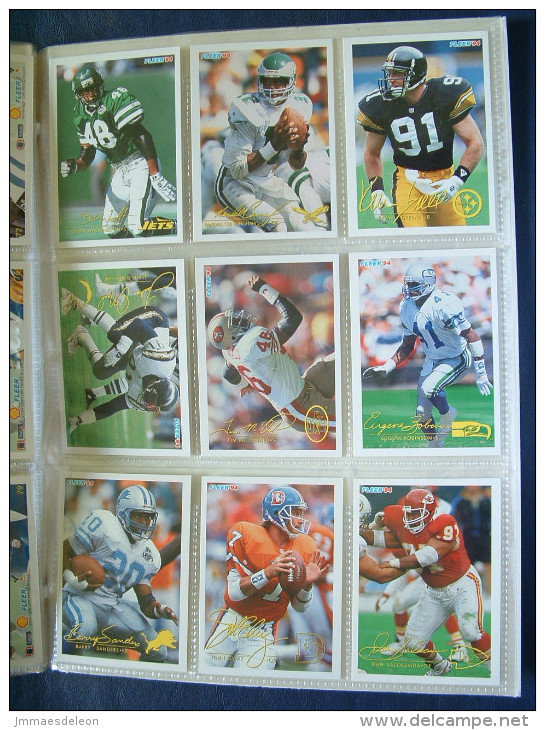 NFL American Football players cards FLEER - 85 cards in album (seems not complete)