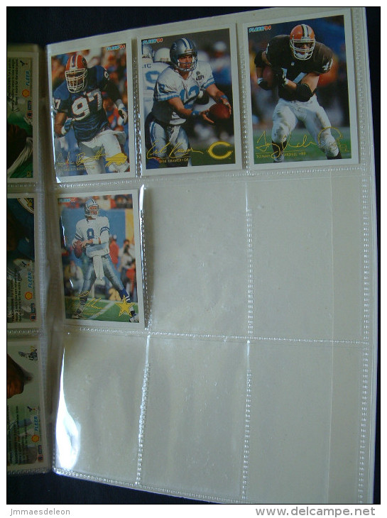 NFL American Football players cards FLEER - 85 cards in album (seems not complete)