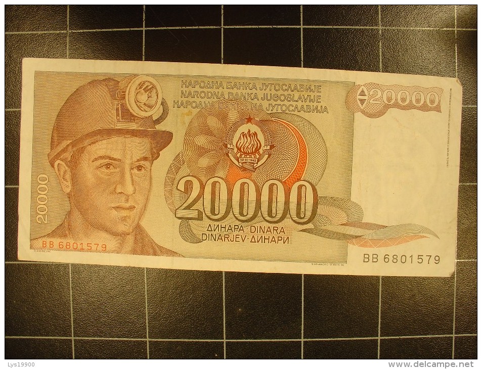 Yougoslavie 20 000 Dinara 1987 P95 Circulé - Yougoslavie
