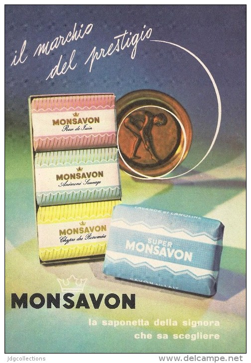 # MONSAVON, Italy 1960s Advert Pubblicità Publicitè Reklame Sapone Savon Jabon Seife - Ohne Zuordnung