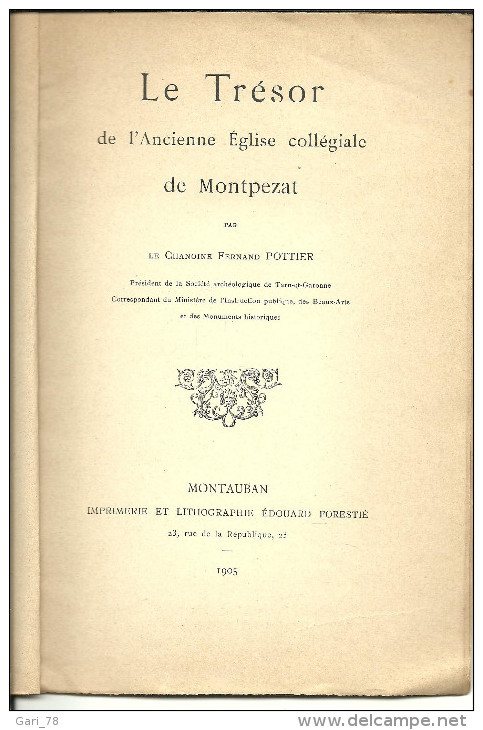 Fernand POTTIER Le Trésor De L´ancienne Eglise Collégiale De Montpezat (82) - Midi-Pyrénées
